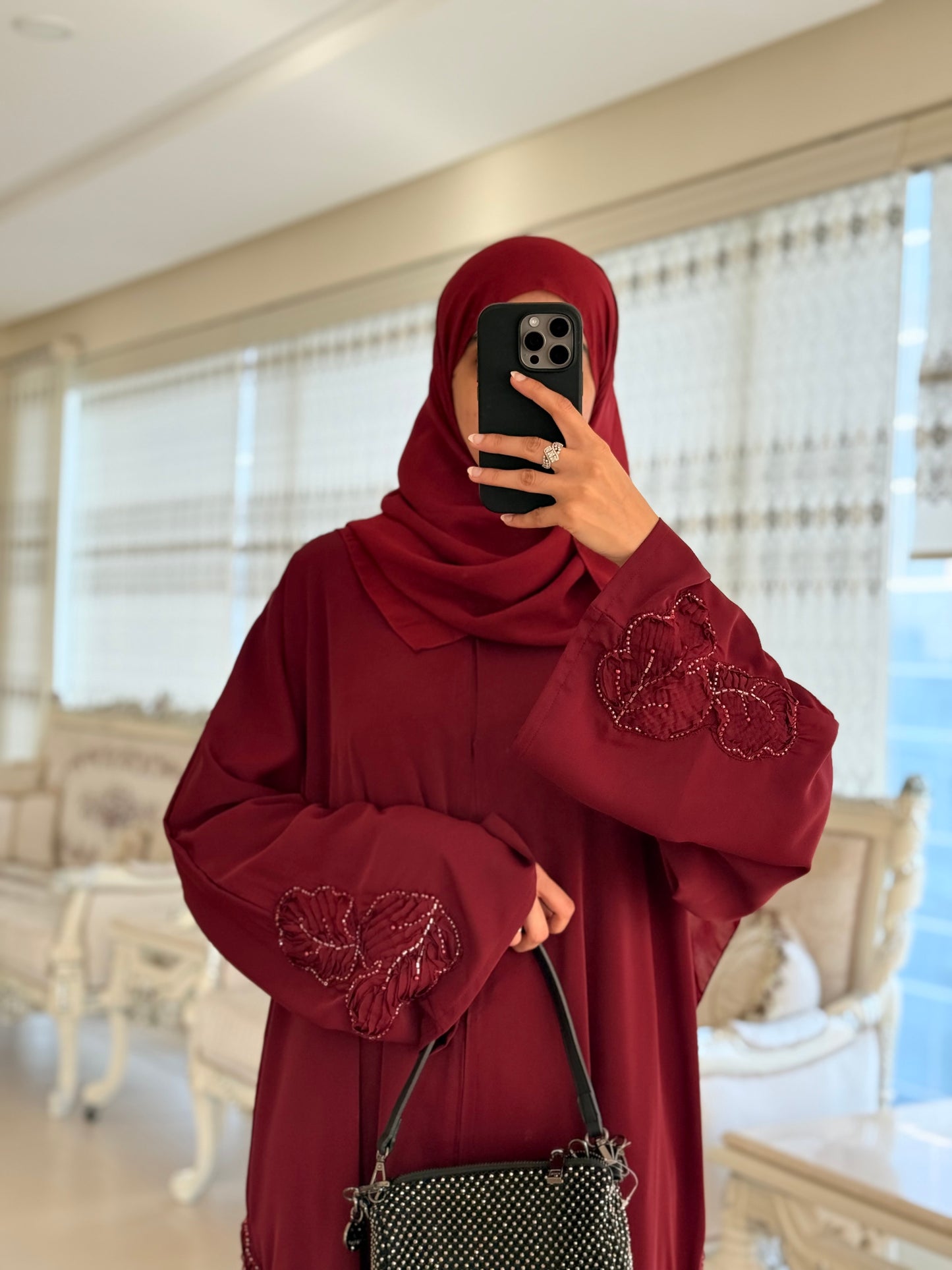 Dark Maroon ‘Ethereal’ Dubai Abaya