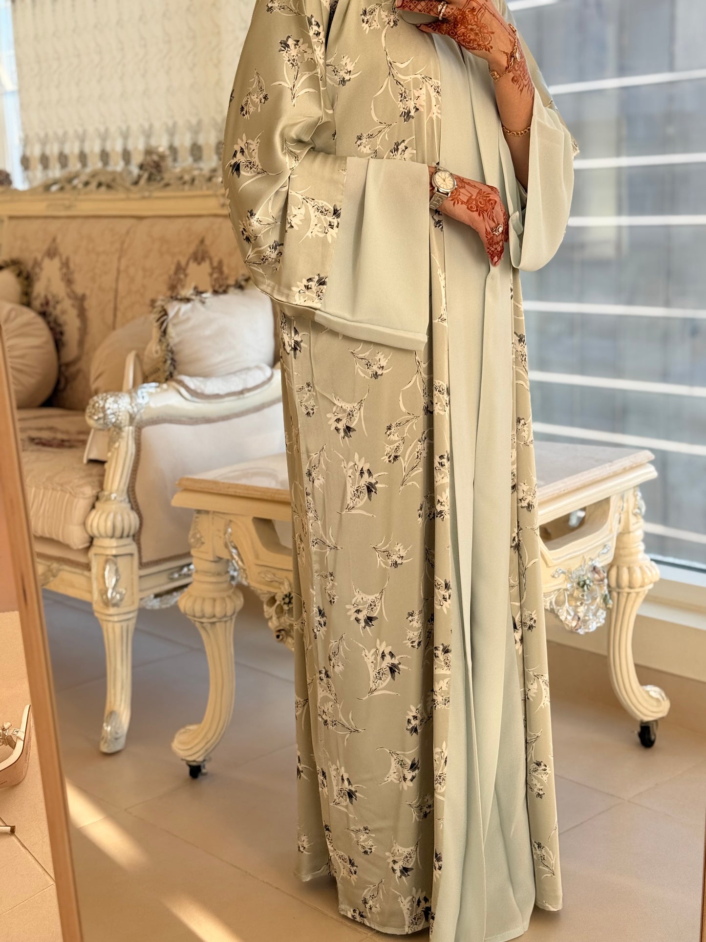 Sage Green Floral Kimono