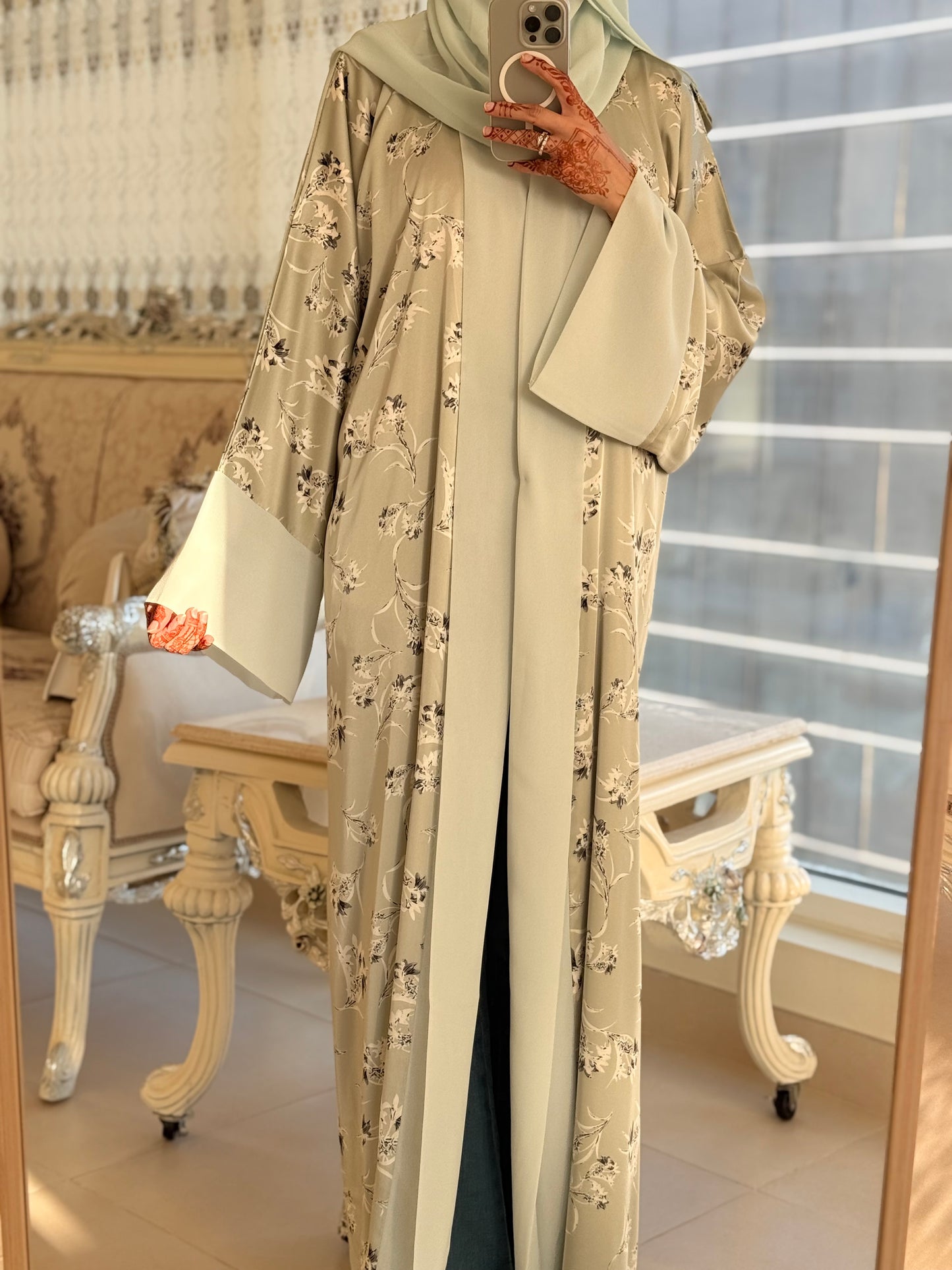 Sage Green Floral Kimono