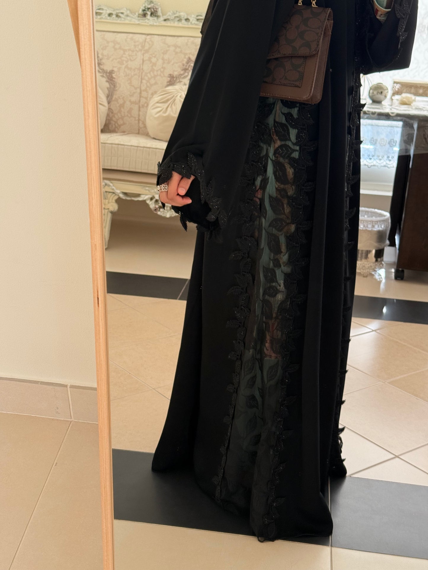 Rafa Jet Black Cutwork Dubai Abaya