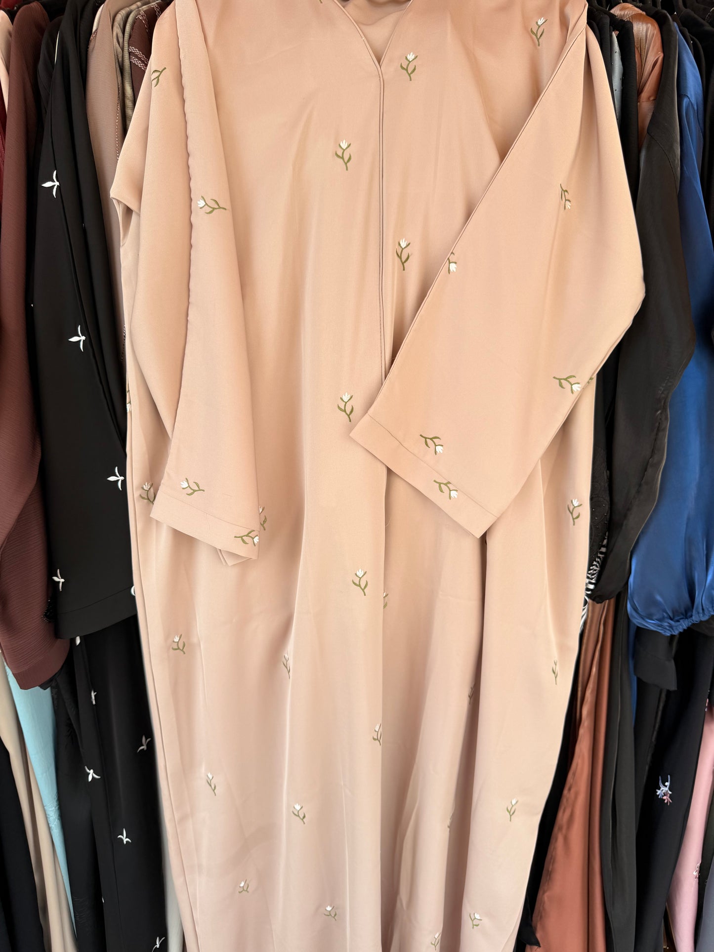 Beige Floral Abaya