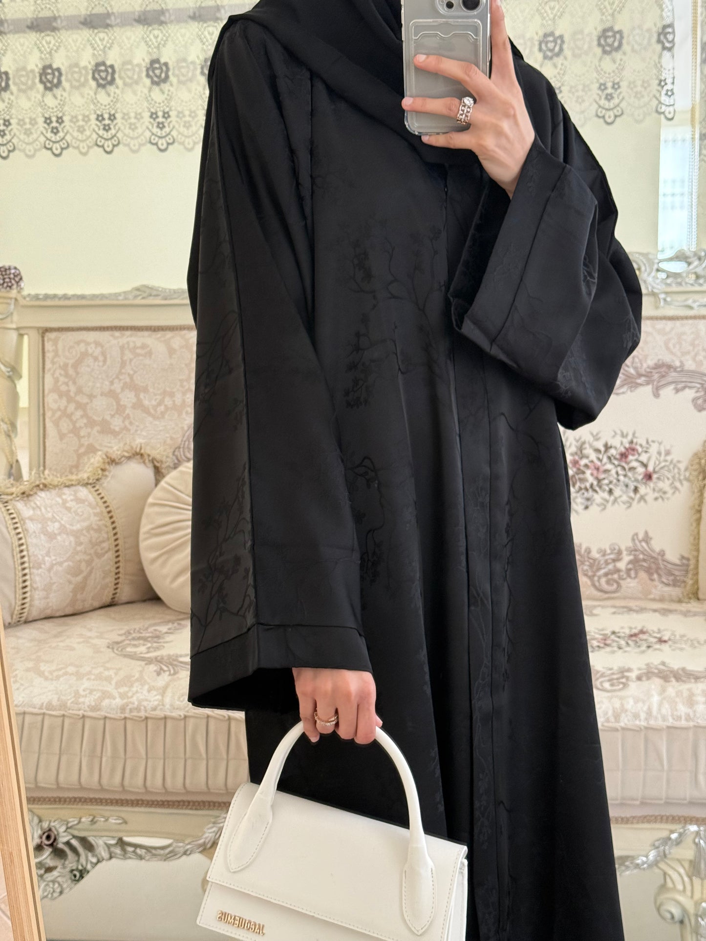 Luxury Black Branched Abaya
