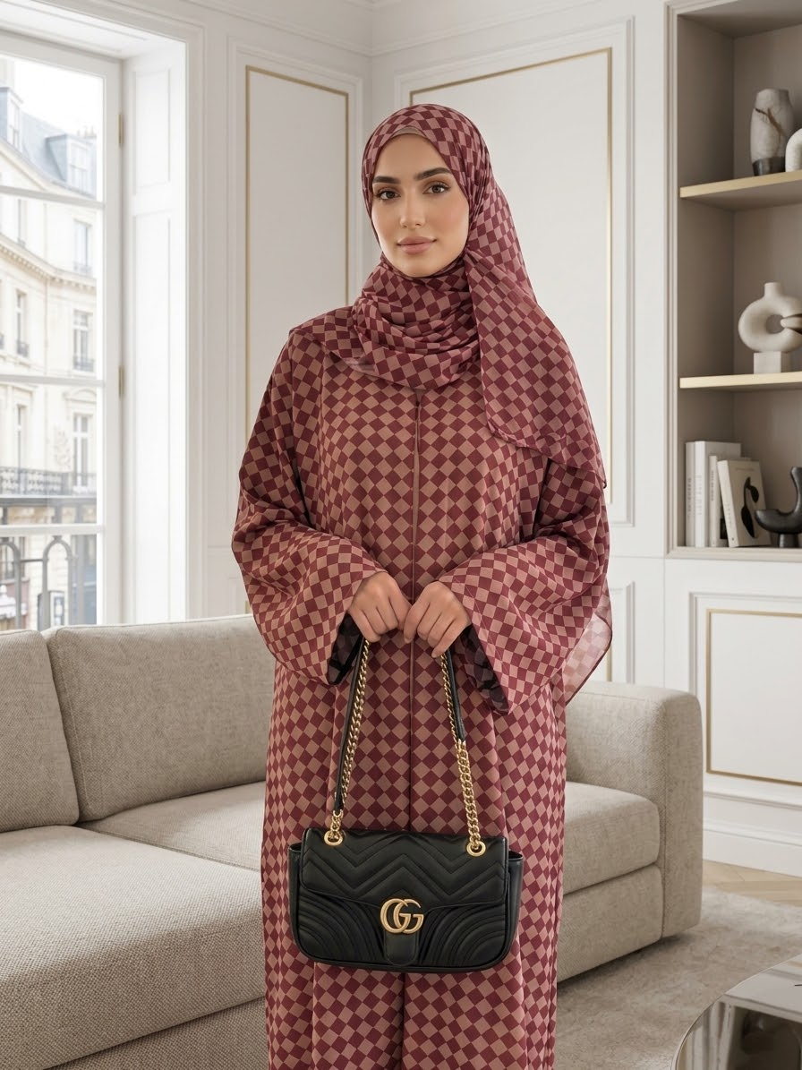 Ramsha Checkered Abaya