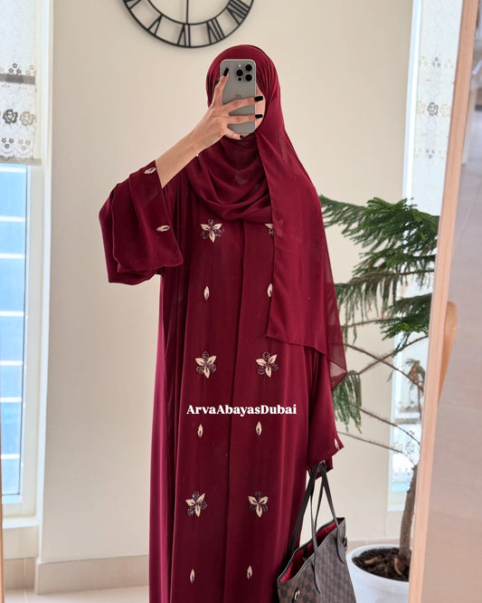 Zayna Luxury Double Chiffon Handwork Abaya