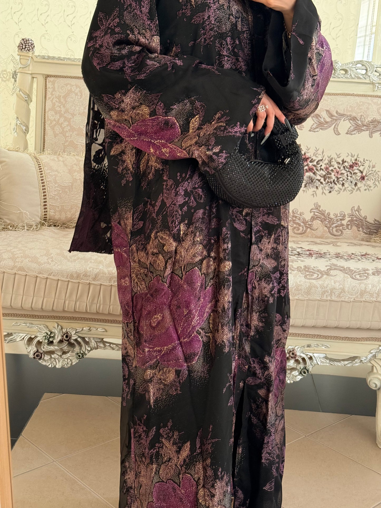 Raha Dark Blue Brasso Abaya
