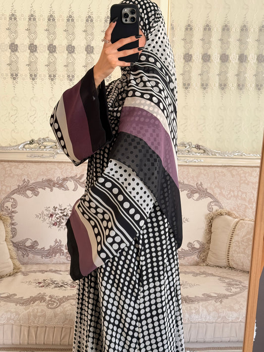 Latest Polka Dot Double Chiffon Abaya
