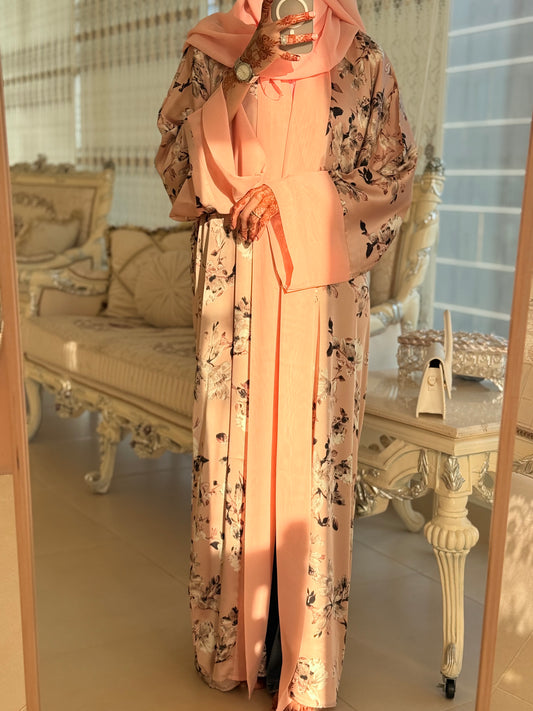 Pink Peach Floral Soft Kimono