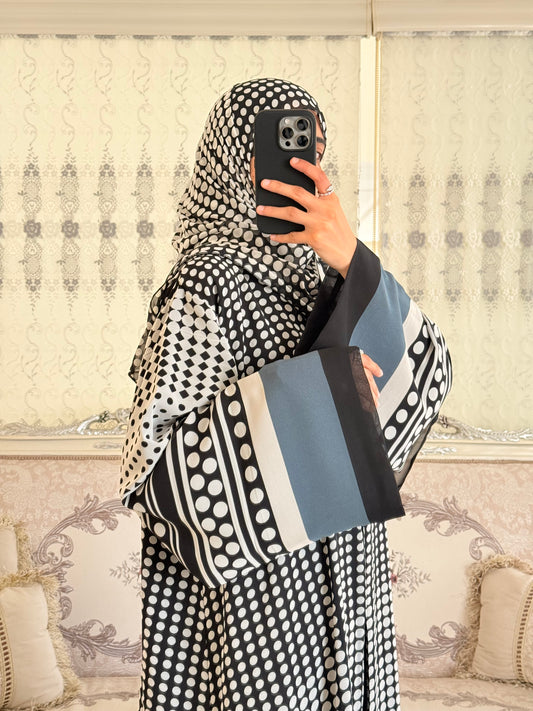 Latest Polka Dot Double Chiffon Abaya