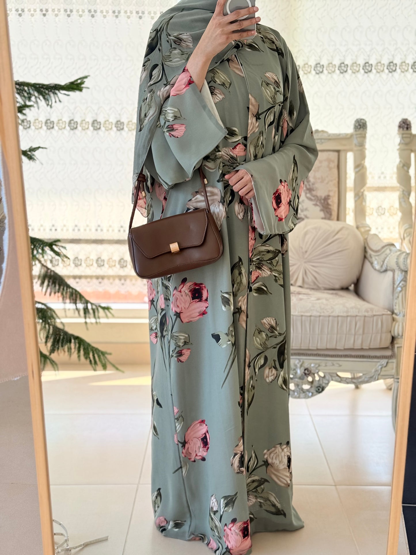 Green Rose Double Chiffon