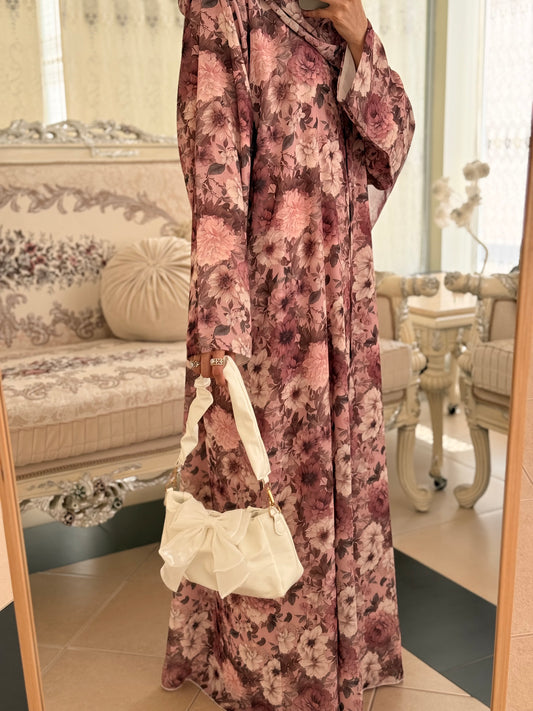 Peony Bloom Double Chiffon Abaya