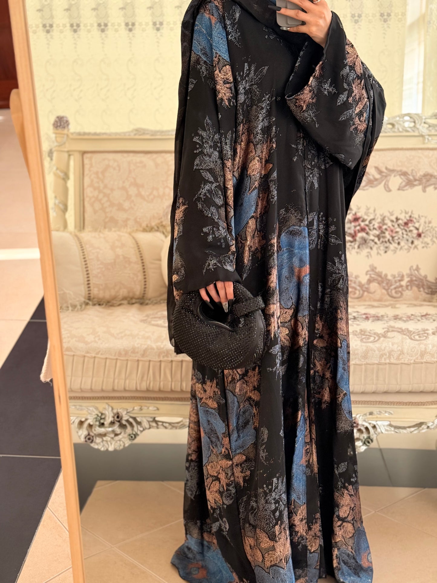 Raha Dark Blue Brasso Abaya