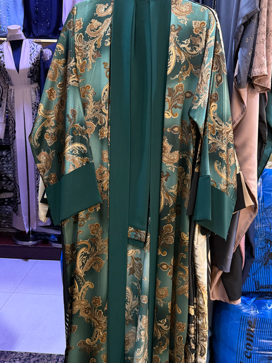 Green Mixed Print Kimono