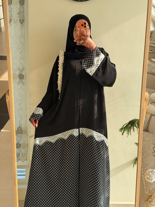 Aiza Laced Polka Dot Abaya