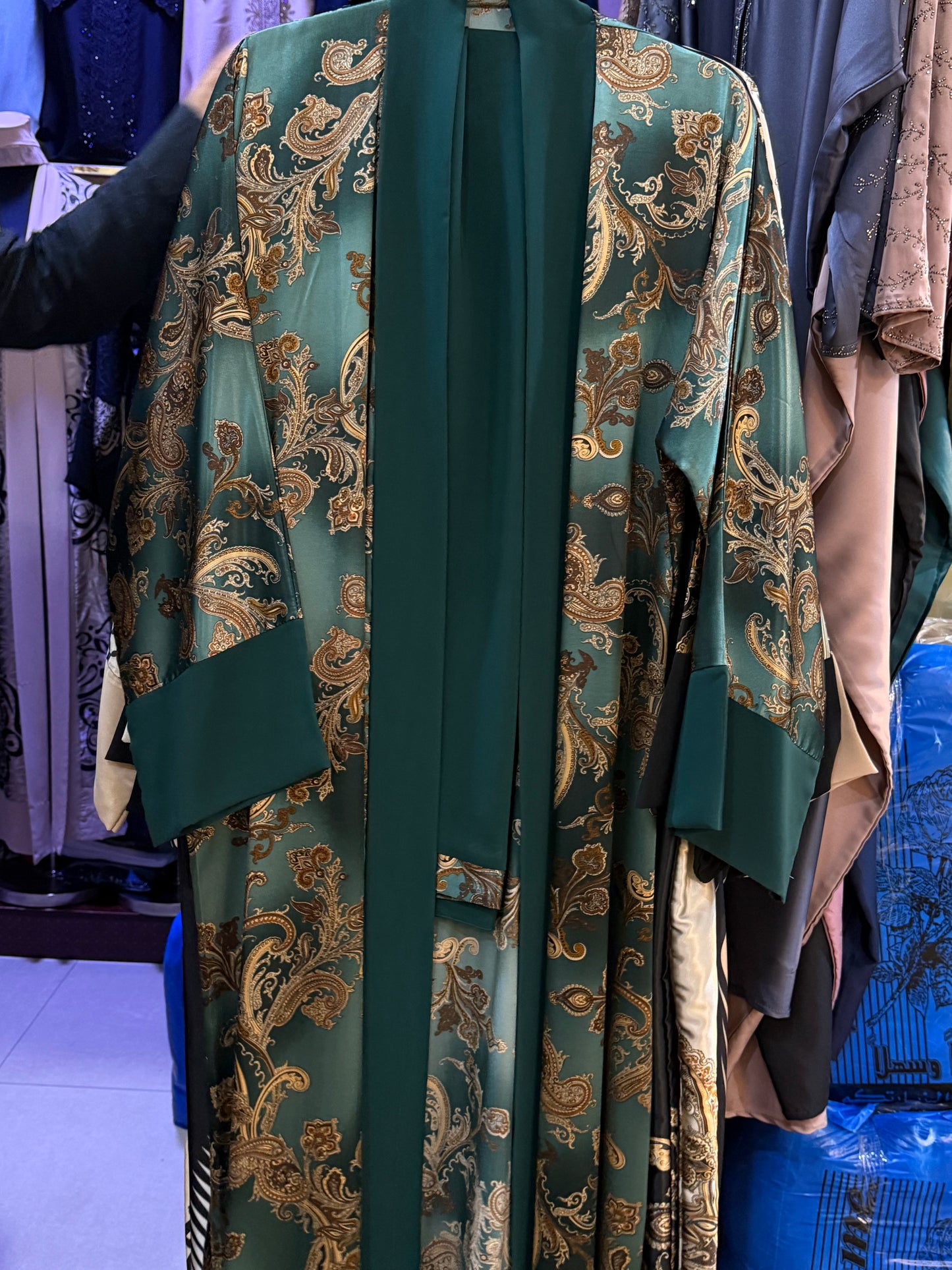 Green Mixed Print Kimono