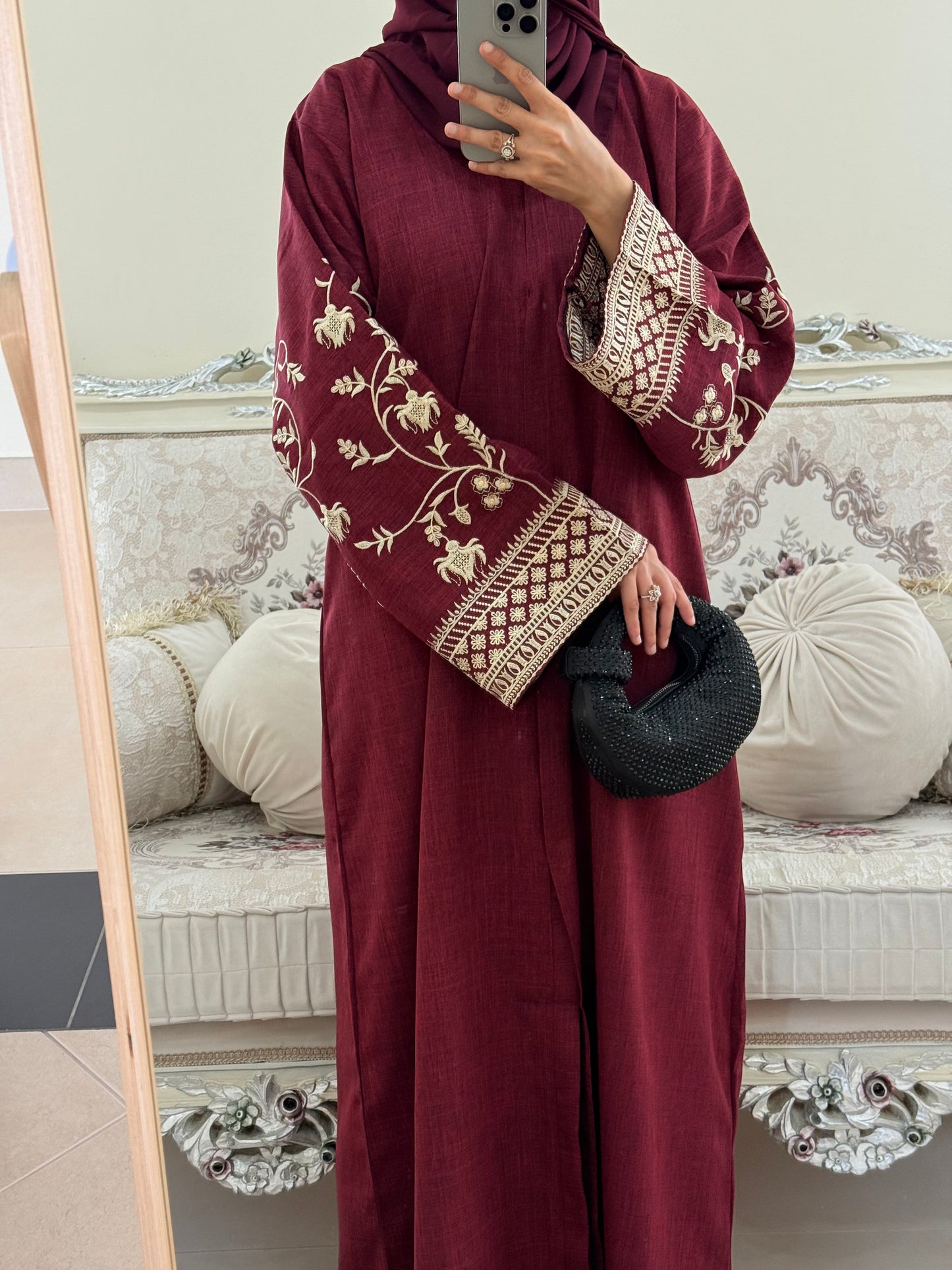Marwah Maroon Premium Abaya