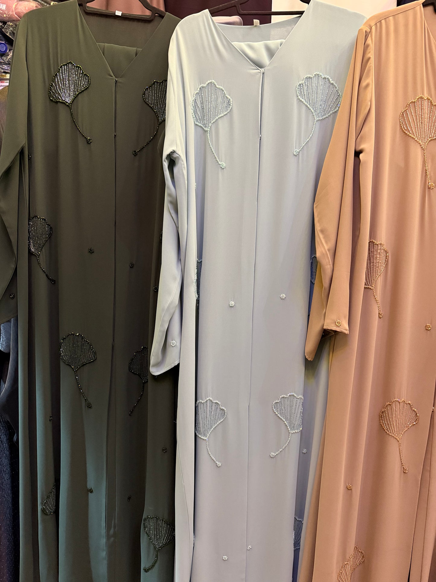 Safa Double Chiffon Sea Shell Abayas