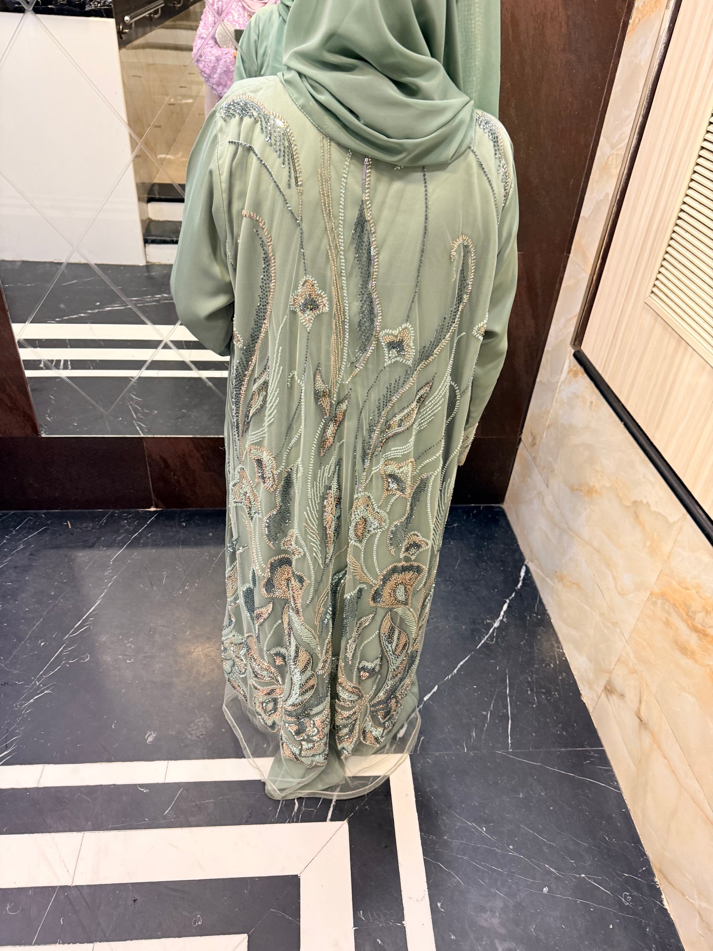 ‘Sasha’ Sage Green Dubai Abaya