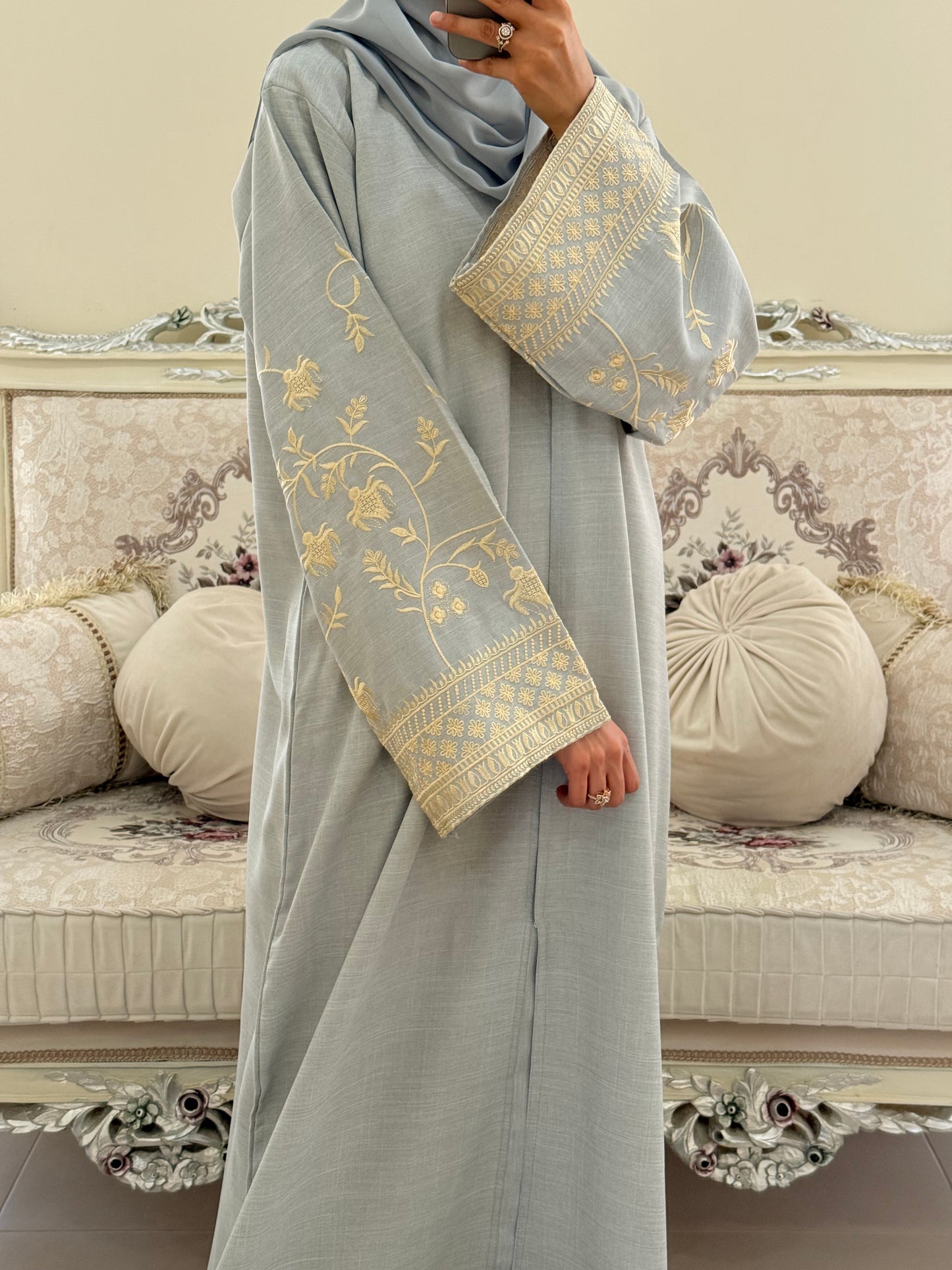 Shaila Pastel Grey Dubai Abaya