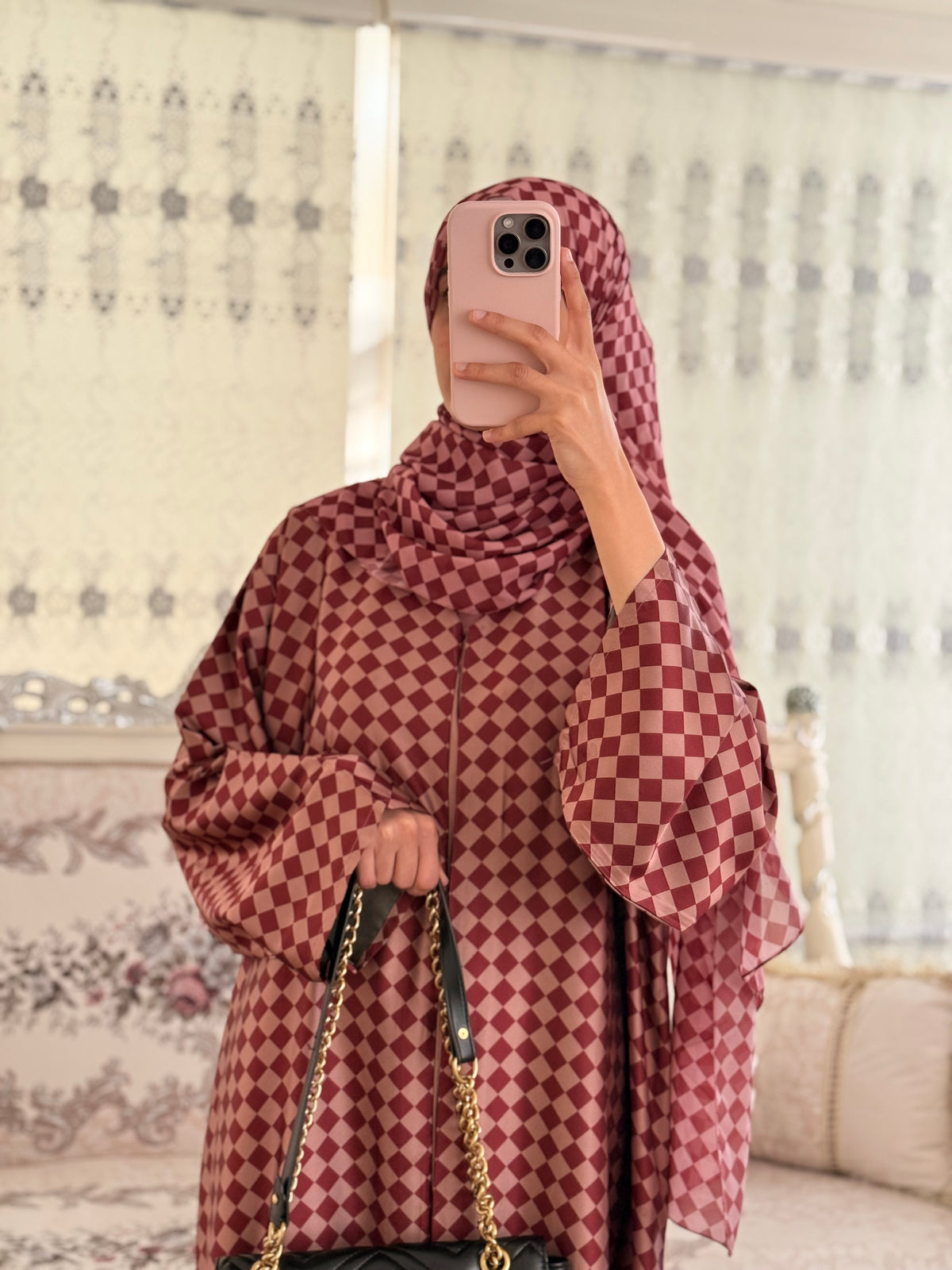 Ramsha Checkered Abaya