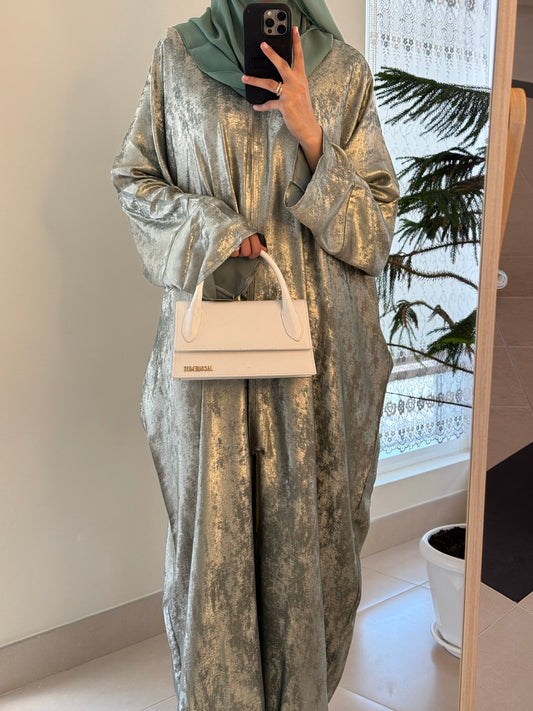 Wania Light Green Shimmer Kaftan