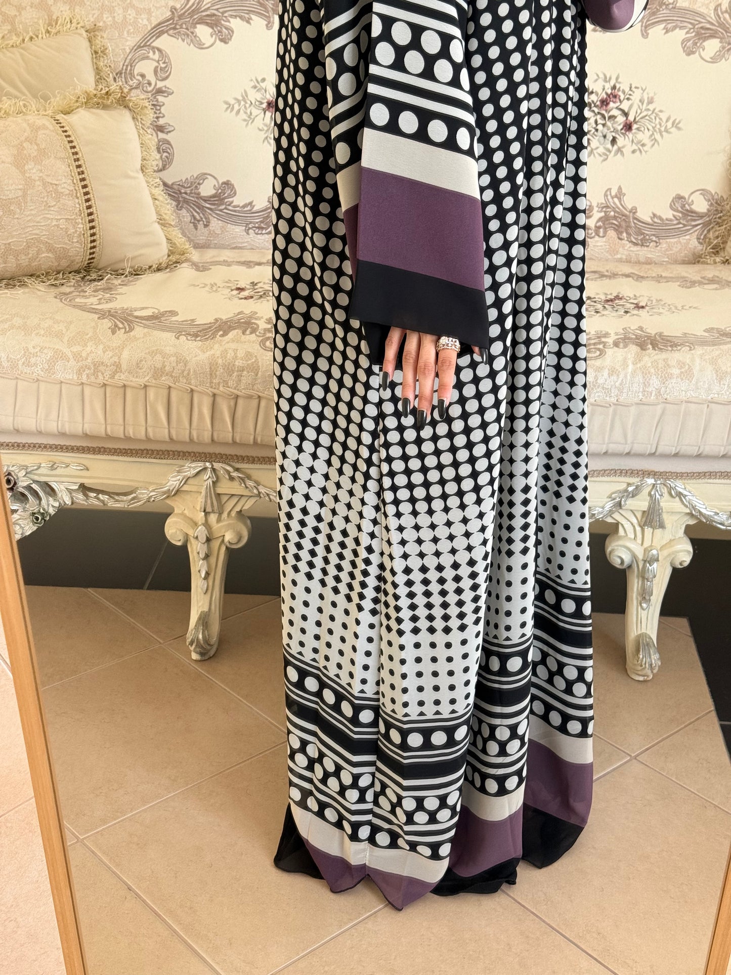 Latest Polka Dot Double Chiffon Abaya