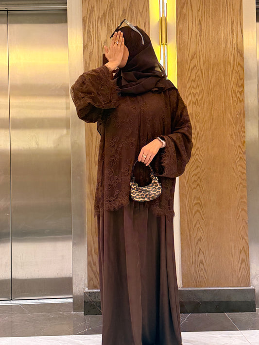 Chocolate Brown Luxury Daantel Abaya