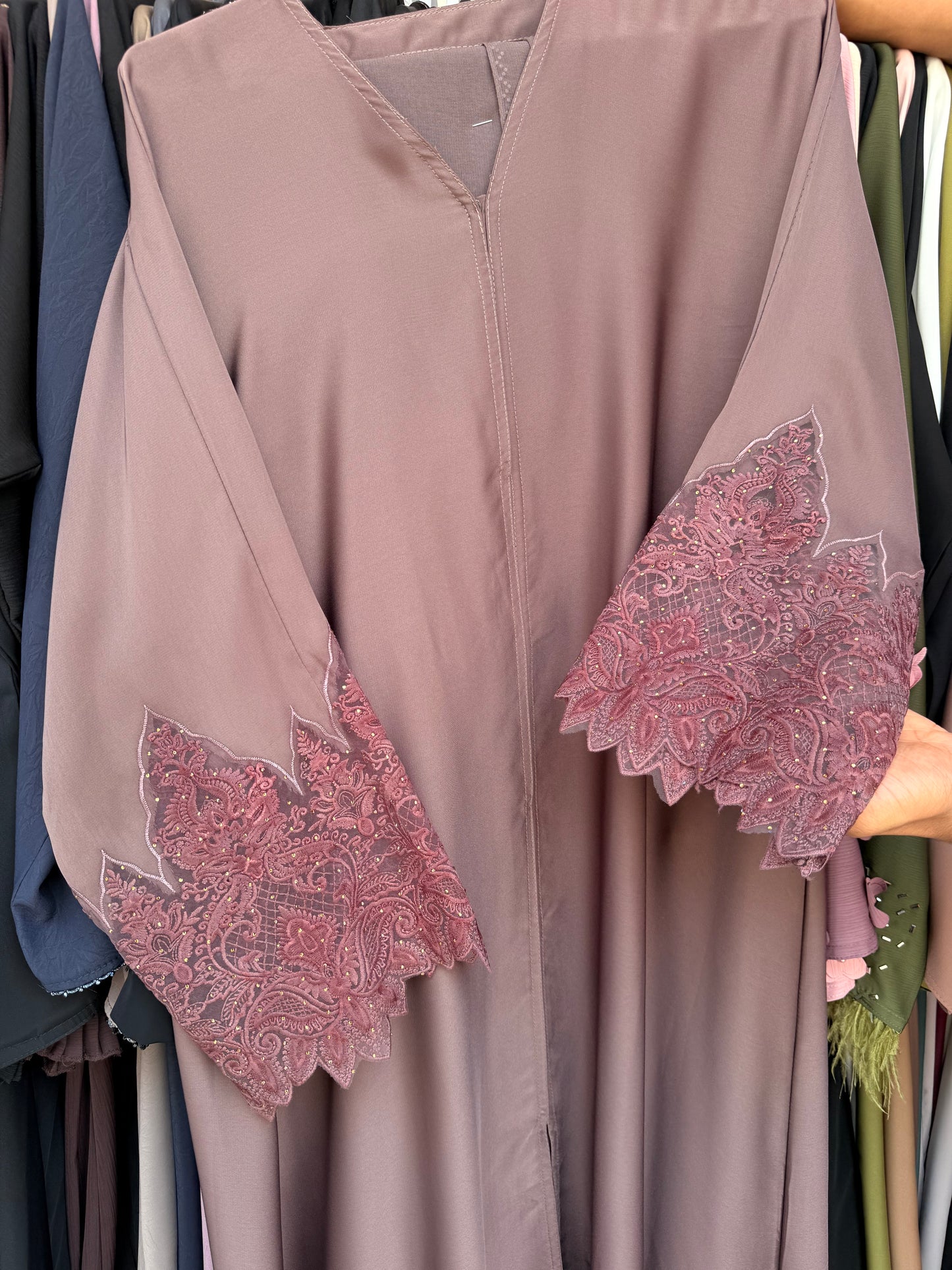 Pink Laced Abaya