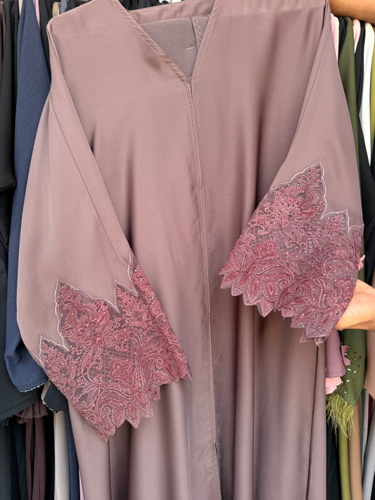Pink Laced Abaya