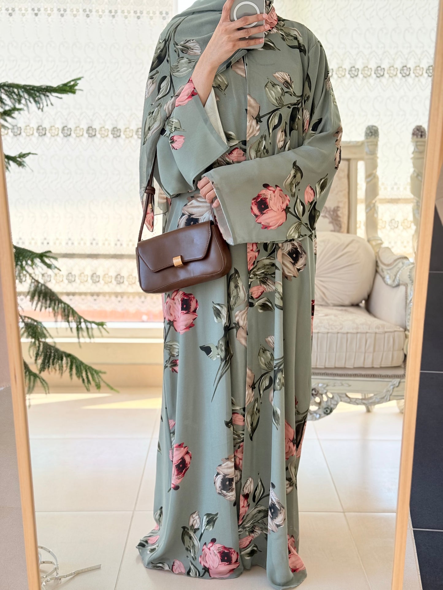 Green Rose Double Chiffon