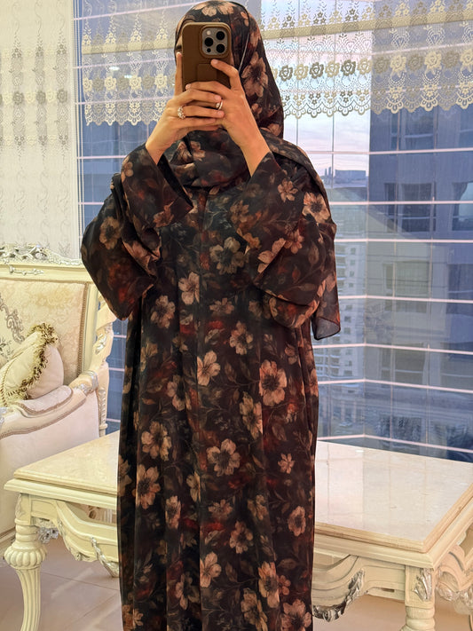 ‘Dark Hues’ Floral Double Chiffon