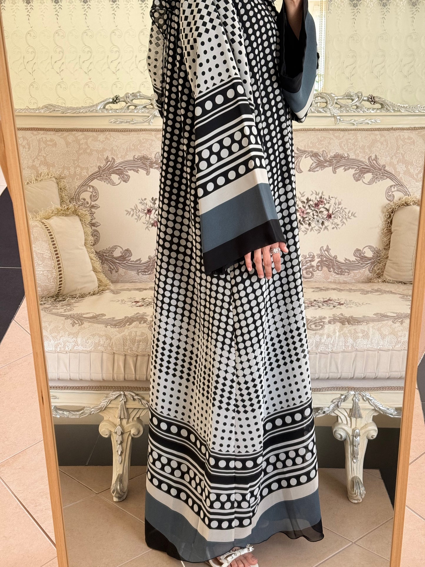 Latest Polka Dot Double Chiffon Abaya