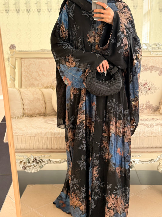 Raha Dark Blue Brasso Abaya