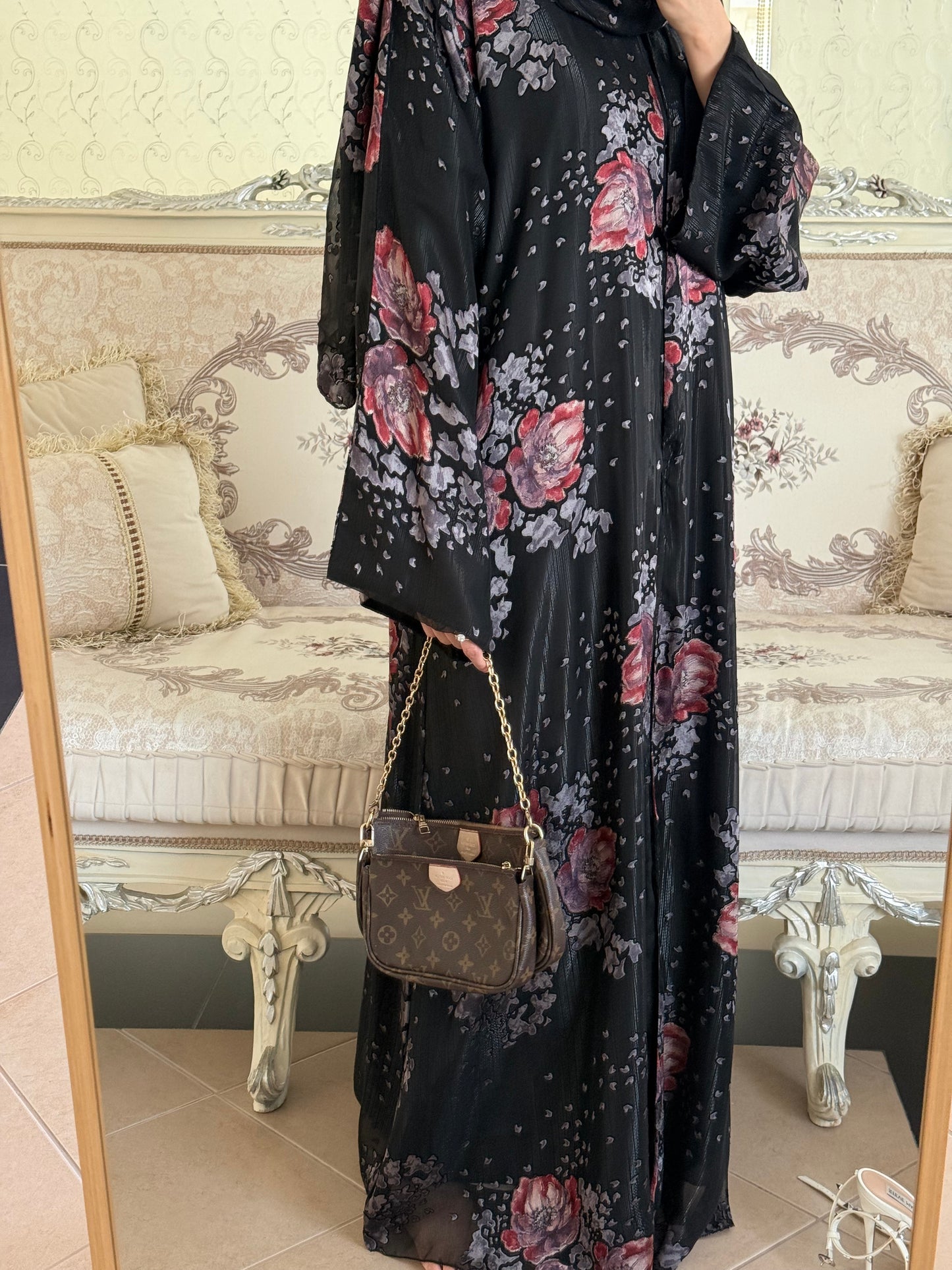 Marha Red Flower Brasso Abaya