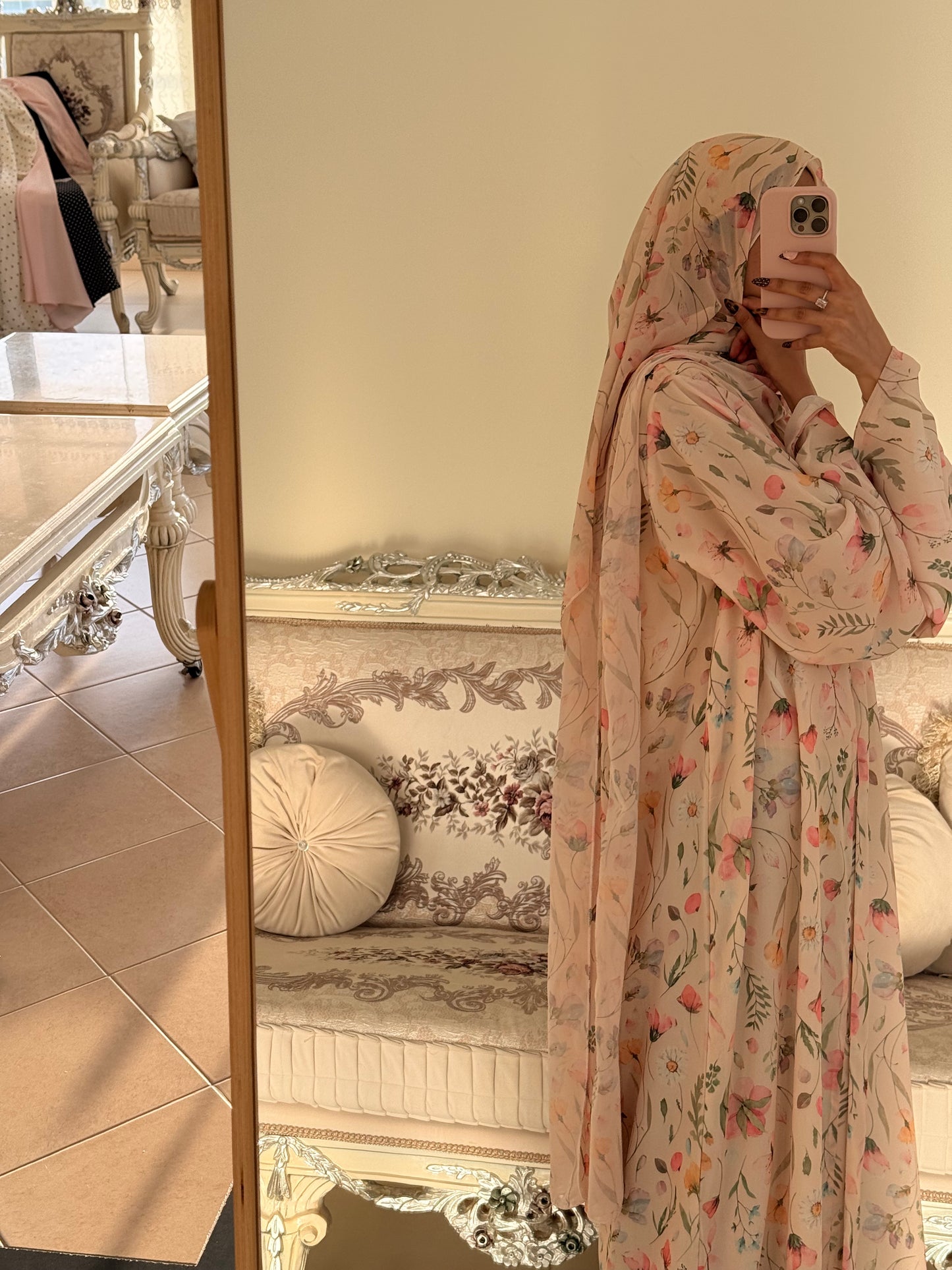 Noor Luxury Floral Double Chiffon Abaya