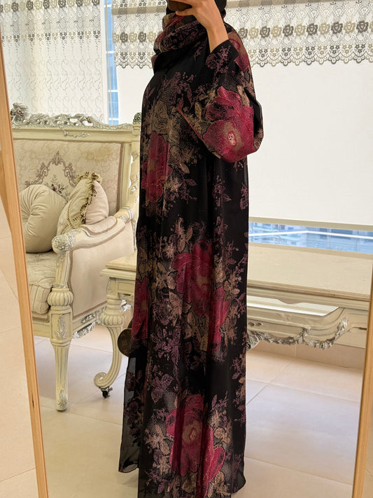 Raha Luxury Abaya with Brasso Effect