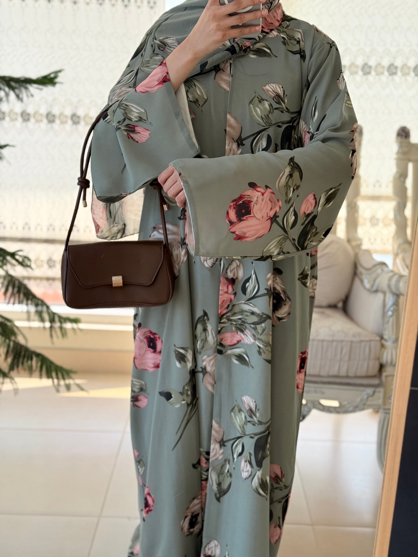 Green Rose Double Chiffon